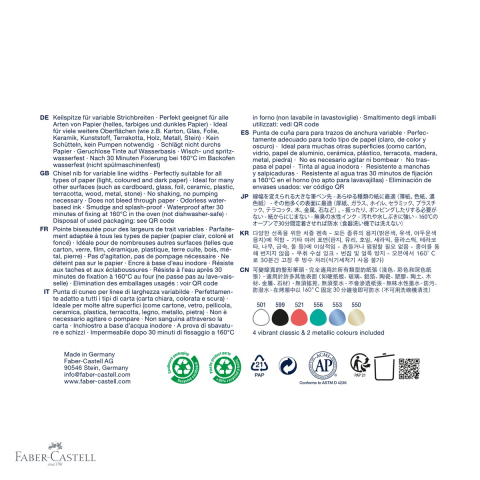 Set 6 markere caligrafice Faber-Castell Goldfaber, varf tip dalta, pentru suprafete multiple [3]