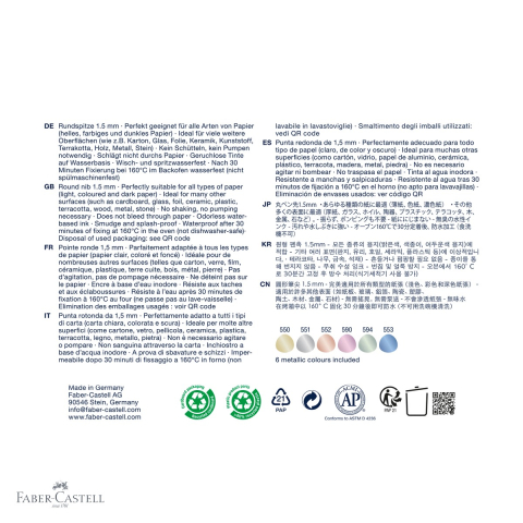 Set 6 markere creative Faber-Castell Goldfaber, culori metalizate, varf rotund 1.5mm, pentru suprafete multiple [3]