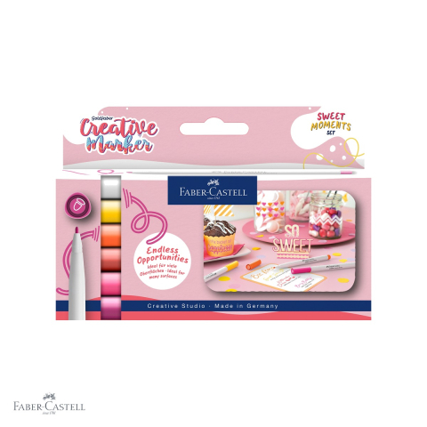 Birotica papetarie - Set 6 markere creative Faber-Castell Goldfaber Sweet Moments, varf rotund 1.5mm, multisuprafata