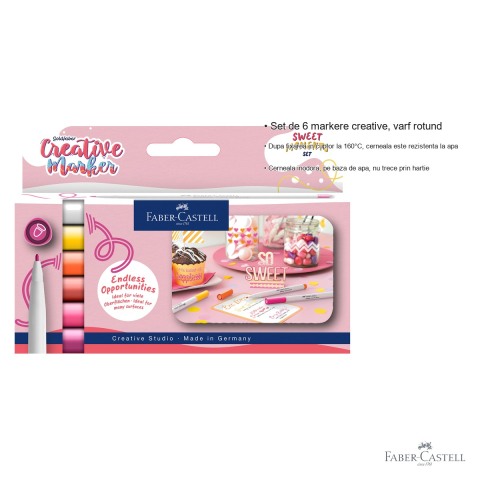 Set 6 markere creative Faber-Castell Goldfaber Sweet Moments, varf rotund 1.5mm, multisuprafata [2]