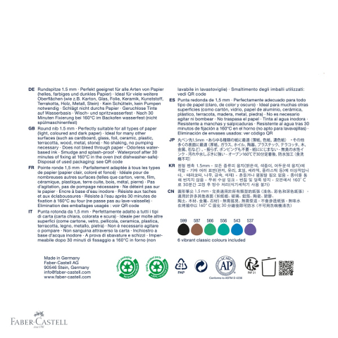 Set 6 markere creative Faber-Castell Goldfaber, varf rotund 1.5 mm, cerneala pe baza de apa [3]