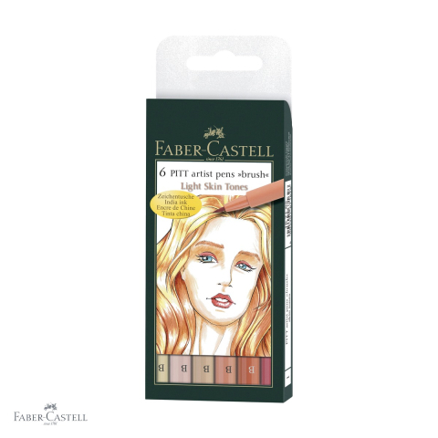Birotica papetarie - Set 6 markere Faber-Castell Pitt Artist Pen Brush, tonurile pielii, cerneala rezistenta la apa, pentru schite si ilustratie