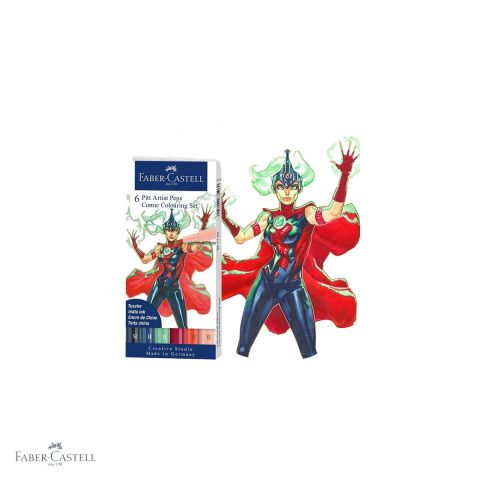 Set 6 markere Faber-Castell Pitt Artist Pen cu varf pensula, editie Comic, pentru ilustratie si benzi desenate [3]