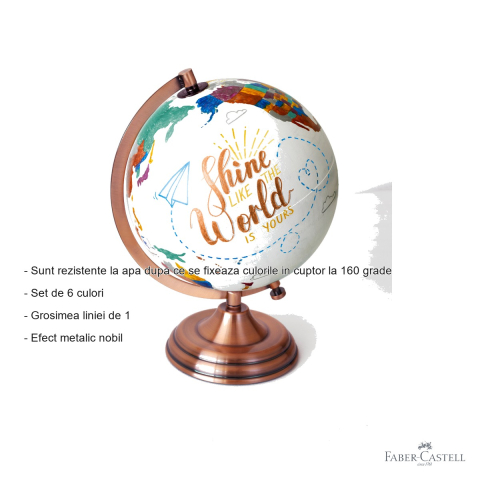 Set 6 markere metalice Faber-Castell, efect metalic nobil, pentru suprafete inchise si lucioase [1]