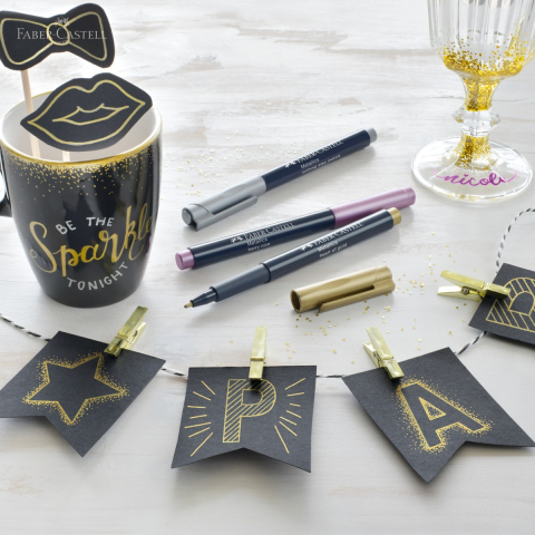 Set 6 markere metalice Faber-Castell, efect metalic nobil, pentru suprafete inchise si lucioase [4]