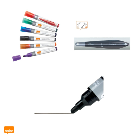 Set 6 markere Nobo, cu cerneala lichida, pentru whiteboard si flipchart, varf 3 mm, culori asortate [5]