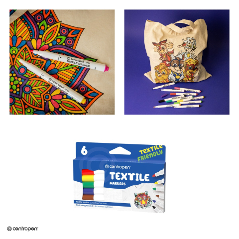 Set 6 markere pentru textile Centropen 2739, varf rotund 1.8 mm, 6 culori [3]