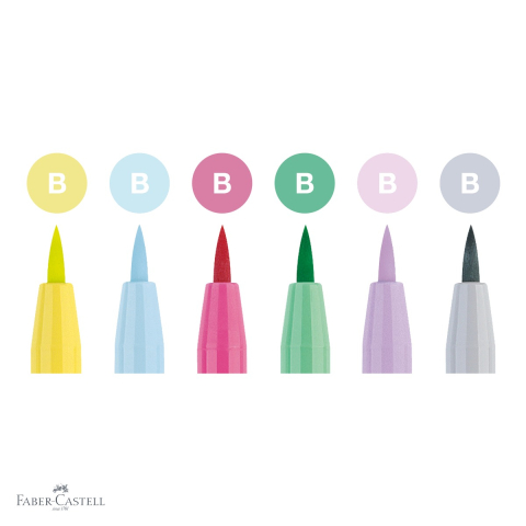 Set 6 markere Pitt Artist Pen Brush Faber-Castell, varf pensula, culori pastel pentru arta si ilustratie [3]