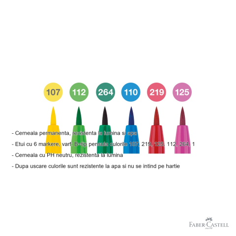 Set 6 markere Pitt Artist Pen Faber-Castell, varf pensula, culori primavara 2022 [1]