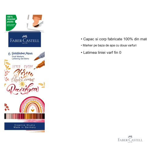 Set 6 markere solubile cu 2 capete Faber-Castell Goldfaber Boho, varf pensula si varf fin, pentru desen si ilustratie [2]