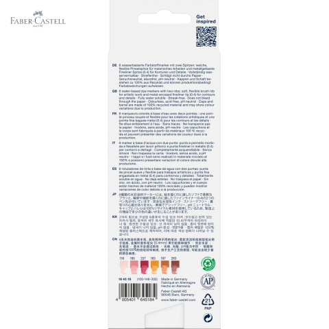 Set 6 markere solubile cu 2 capete Faber-Castell Goldfaber Boho, varf pensula si varf fin, pentru desen si ilustratie [4]