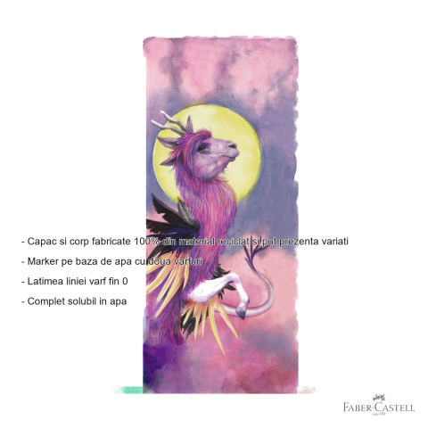Set 6 markere solubile cu 2 capete Faber-Castell Goldfaber Fantasy, varf pensula si varf fin, pentru desen si ilustratie [1]