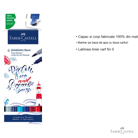 Set 6 markere solubile cu 2 capete Faber-Castell Goldfaber, lettering si desen artistic [2]