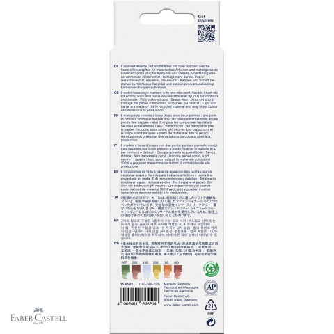 Set 6 markere solubile cu doua varfuri Faber-Castell Goldfaber Toscana, varf pensula si varf fin, pentru desen si ilustratie [3]