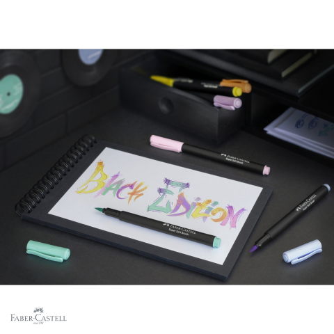 Set 6 markere tip pensula Faber-Castell Black Edition, culori pastel stralucitoare, pentru desen si ilustratie [3]