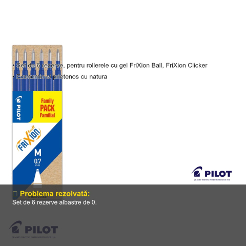 Set 6 mine roller Pilot FriXion, 0.7mm, albastre, rezerve compatibile cu rollere gel cu cerneala termosensibila [2]