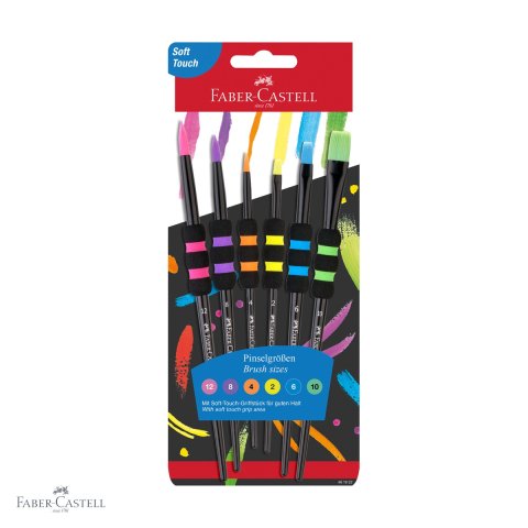 Set 6 pensule Faber-Castell Soft Touch Black, peri sintetici, marimi diferite, pentru pictura [0]
