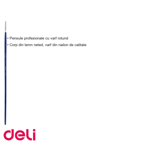 Set 6 pensule profesionale Deli, varf rotund nr. 1, corp lemn, par nailon, pentru desen si pictura [2]