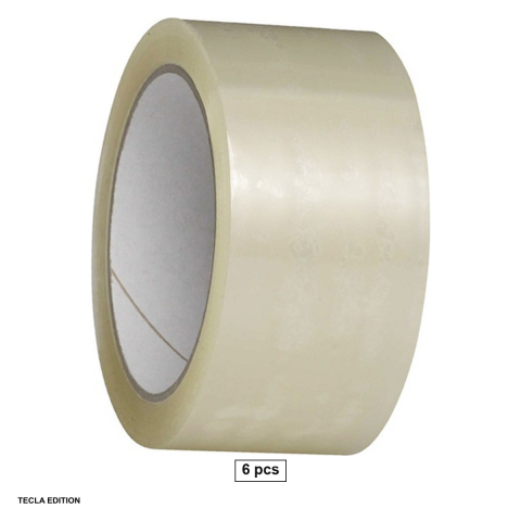 Bricolaj - Set 6 role banda adeziva cu adeziv solvent, 48 mm x 60 m, transparenta