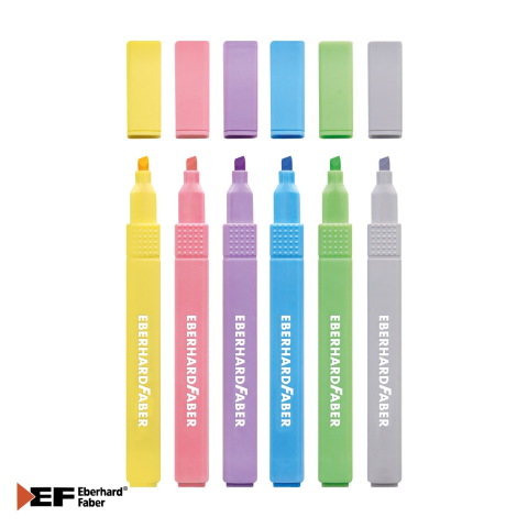 Set 6 textmarkere pastel Eberhard Faber, forma subtire patrata, varf tesit 1-4 mm, pentru evidentierea textelor [3]