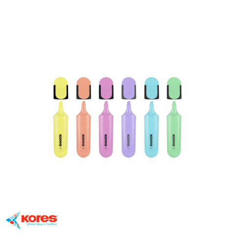 Set 6 textmarkere pastel Kores, cerneala pe baza de apa, forma ergonomica, pentru evidentiere texte [3]