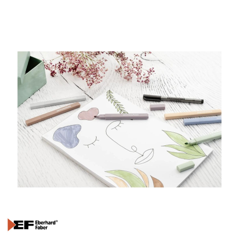 Set 6 textmarkere slim patrate Eberhard Faber, nuante naturale, varf tesit 1-4 mm, pentru birou si calatorii [4]