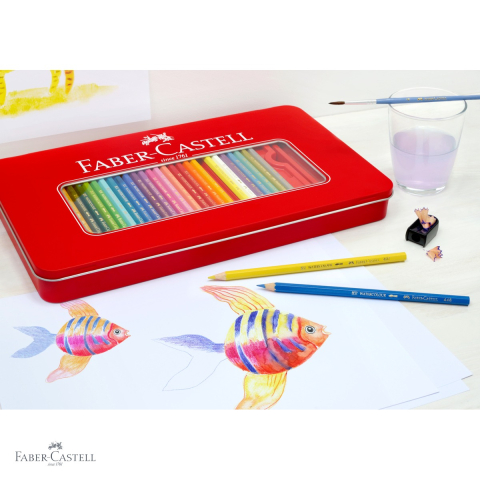 Set 60 creioane colorate Faber-Castell, cutie metal cu accesorii, pentru desen si arta [3]