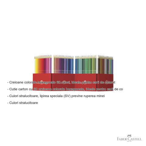Set 60 creioane colorate hexagonale Faber-Castell, editie speciala, pentru carti de colorat [1]