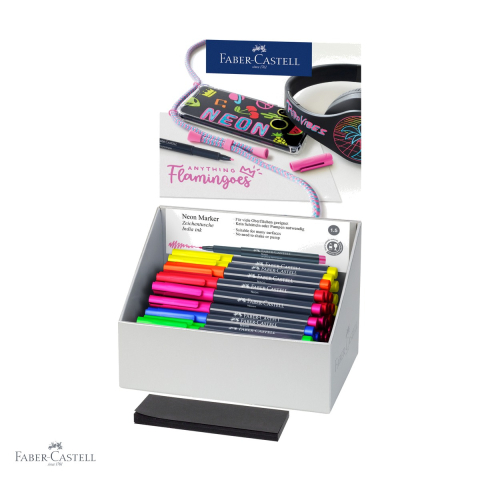 Birotica papetarie - Set 60 markere creative neon Faber-Castell, efect fluorescent, pentru multiple suprafete