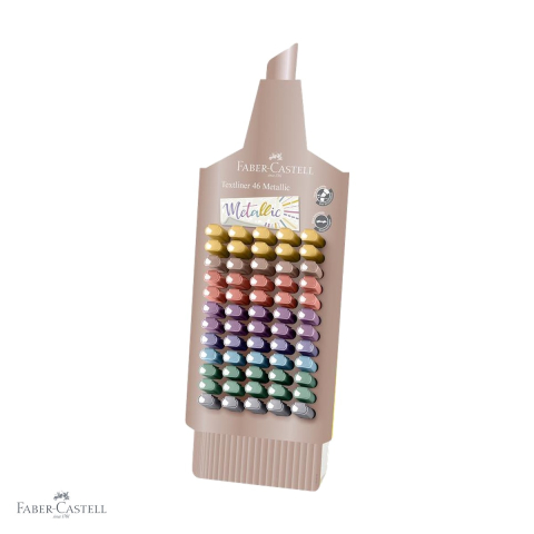 Birotica papetarie - Set 60 textmarkere metalizate Faber-Castell, varf tesit, culori stralucitoare pentru marcare profesionala