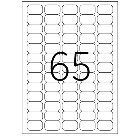 Set 6500 etichete autoadezive A4, 100 coli, 65 etichete/coala, 38.1x21.2 mm, albe, colturi rotunde, pentru imprimante laser si inkjet, Tanex TW-2065 [1]
