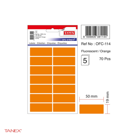 Set 700 etichete autoadezive Tanex, dreptunghiulare cu colturi rotunjite, 19x50 mm, 10 seturi, portocalii [3]