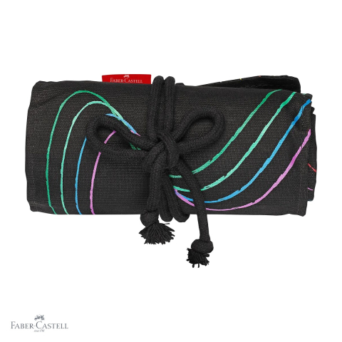 Set 72 creioane colorate Faber-Castell Black Edition, mina moale, ambalaj roll-up, pentru artisti si elevi [3]
