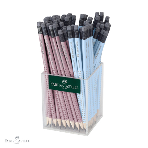Produse EmagMarketplace - Set 72 creioane grafit Faber-Castell Grip 2001 HB cu guma, forma ergonomica triunghiulara, roz si albastru
