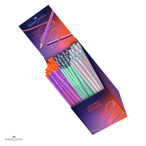 Instrumente de scris - Set 72 creioane grafit Grip 2001 Flow culori asortate Faber-Castell, duritate B