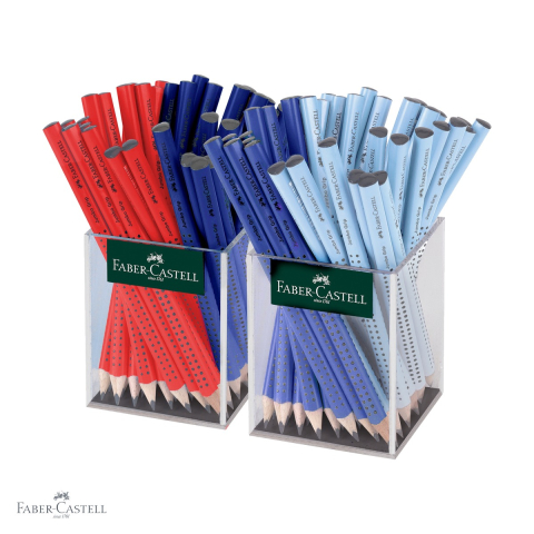 Produse EmagMarketplace - Set 72 creioane grafit Jumbo Grip Faber-Castell, forma triunghiulara ergonomica, fara radiera, pentru copii