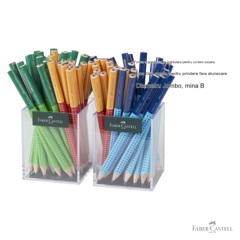 Set 72 creioane grafit Jumbo Two Tone Faber-Castell, forma triunghiulara ergonomica, mina B, pentru copii [2]
