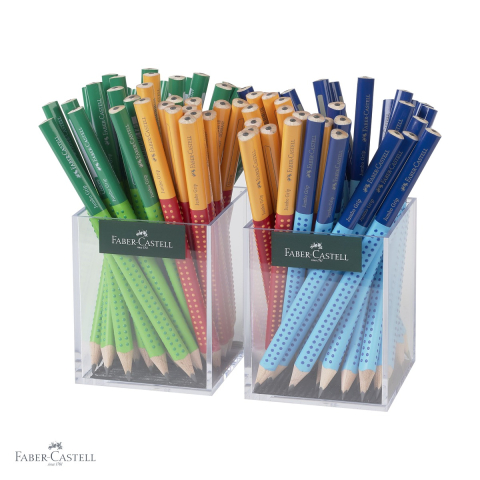 Creioane si ascutitori - Set 72 creioane grafit Jumbo Two Tone Faber-Castell, forma triunghiulara ergonomica, mina B, pentru copii