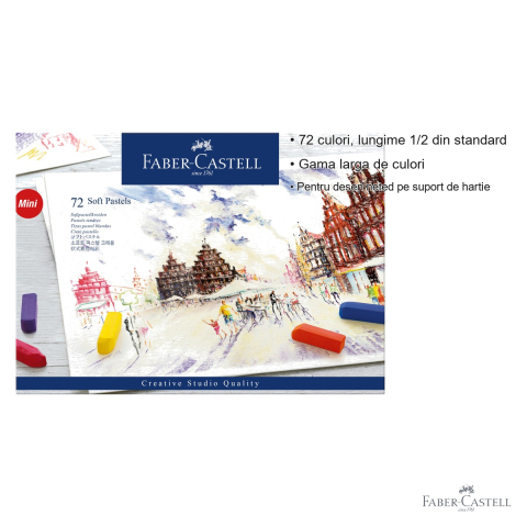 Set 72 creioane pastel soft mini Faber-Castell, format jumatate, pentru incepatori in desen si arta [2]