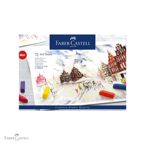 Creioane pastel soft - Set 72 creioane pastel soft mini Faber-Castell, format jumatate, pentru incepatori in desen si arta