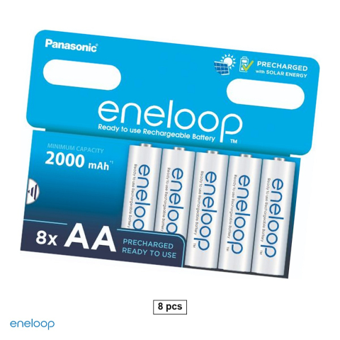 Energy - Set 8 acumulatori Ni-MH AA HR6 Eneloop BK-3MCDE, 2000 mAh, 1.2 V, preincarcati, 14.5 x 50.5 mm, pana la 2100 cicluri, in blister