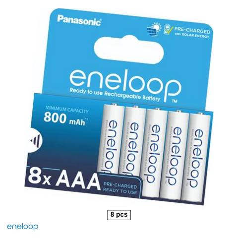 Energy - Set 8 acumulatori Ni-MH AAA HR03 Eneloop BK-4MCDE, 800 mAh, 1.2 V, preincarcati, 10.5 x 44.5 mm, pana la 2100 cicluri, in blister