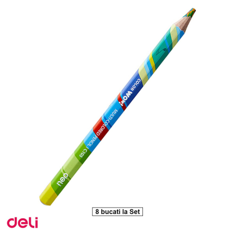 Handmade Creativ si Hobby - Set 8 creioane colorate Multicolor Jumbo Deli