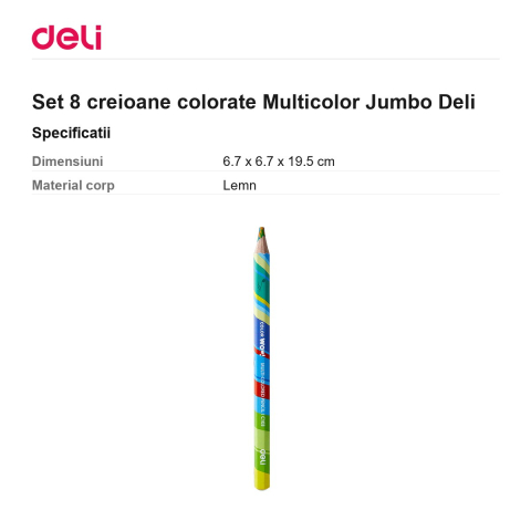 Set 8 creioane colorate Multicolor Jumbo Deli [2]