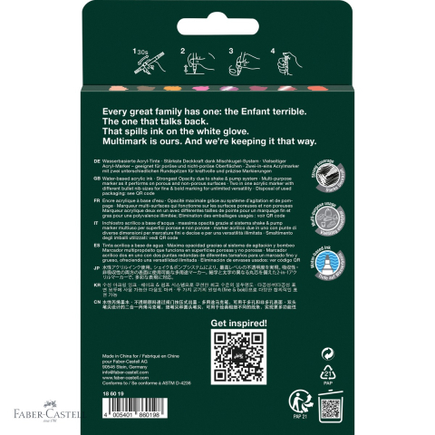 Set 8 markere acrilice Faber-Castell Multimark, tonuri calde, varf dublu, pentru arte si mestesuguri [3]