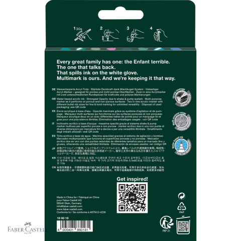 Set 8 markere acrilice Faber-Castell Multimark, tonuri reci, varf dublu, pentru suprafete multiple [3]