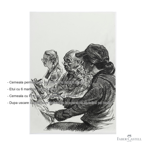 Set 8 markere Pitt Artist Pen Faber-Castell, cerneala permanenta rezistenta la apa, pentru desen si ilustratie [1]