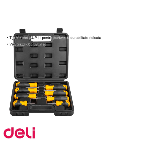 Set 8 surubelnite Deli, tije din otel SUP11 cu varf magnetic, marimi diverse pentru uz general [2]