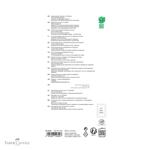 Set 8 textmarkere Faber-Castell Graffiti, varf tesit 3 grosimi, cerneala pe baza de apa, plastic reciclat [3]