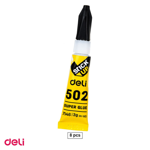 Bricolaj - Set 8 tuburi lipici superglue Deli, 3 g, tub din aluminiu, rezistent la apa